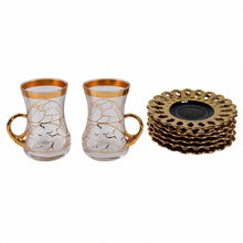 Elegant Turkish Tea Cups with Gold Accents - 18 Piece