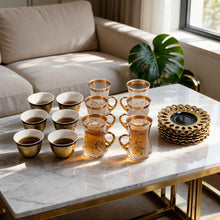 Elegant Turkish Tea Cups with Gold Accents - 18 Piece