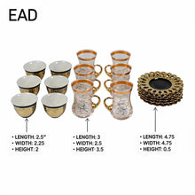 Elegant Turkish Tea Cups with Gold Accents - 18 Piece