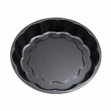 Round Fluted Cake & Baking Pan– Black Interior with Red Exterior, Decorative Scalloped Cake Mold XL