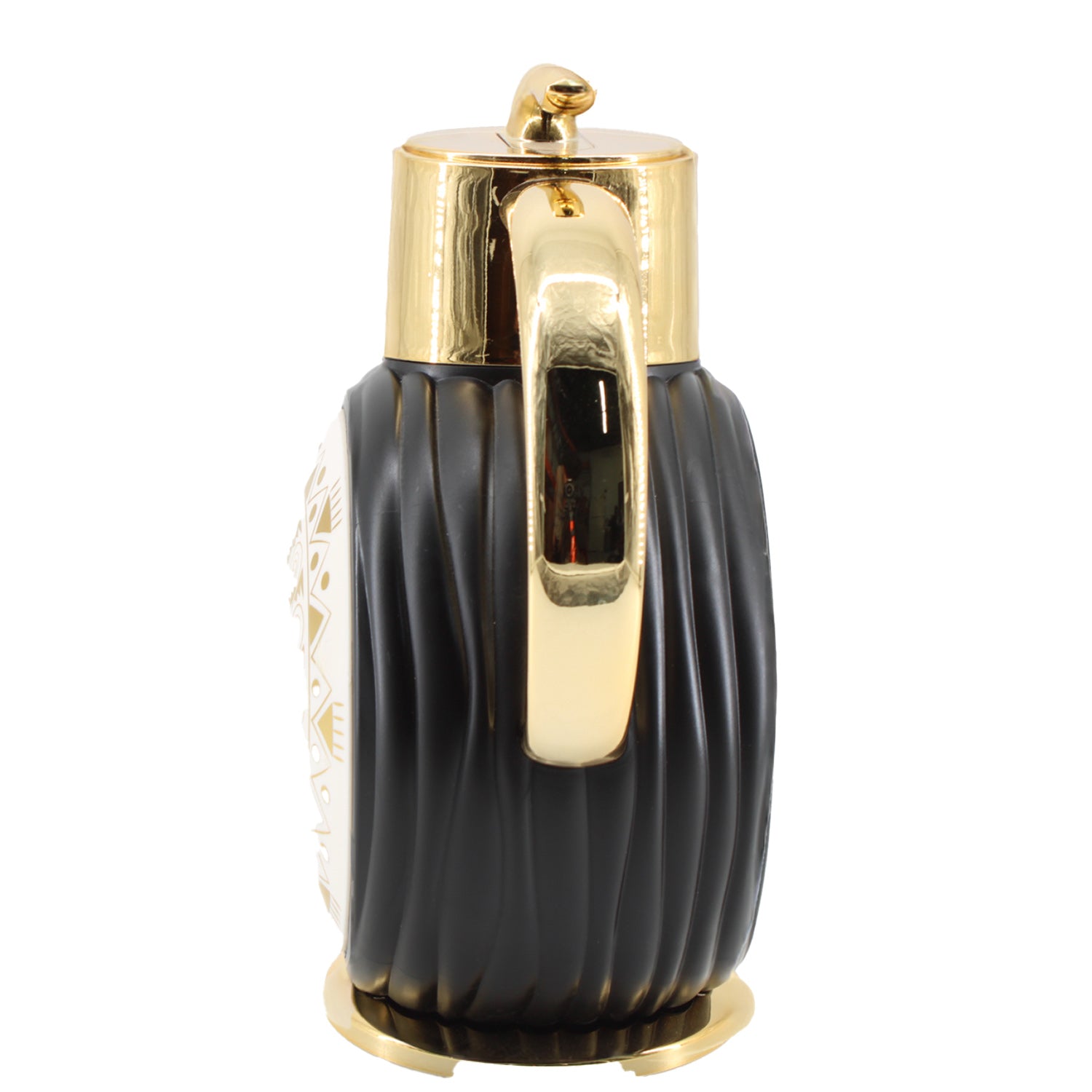 Black Gold Round Mosaic Vacuum Jug Flask 1L