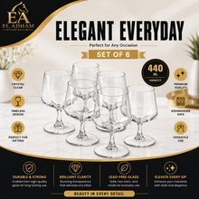 Premium Stemmed 440ML Drinking Glasses - 6 Piece