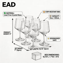 Premium Stemmed 410ML Drinking Glasses - 6 Piece