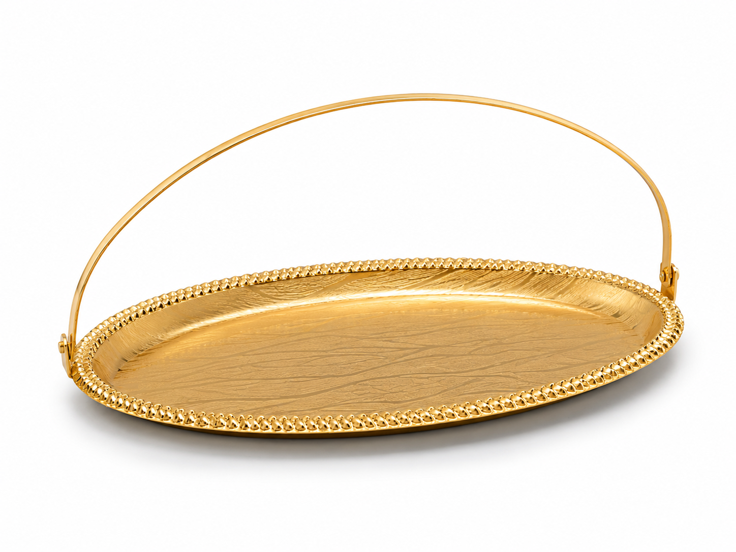 Decorative Gold Oval Tray with Handle