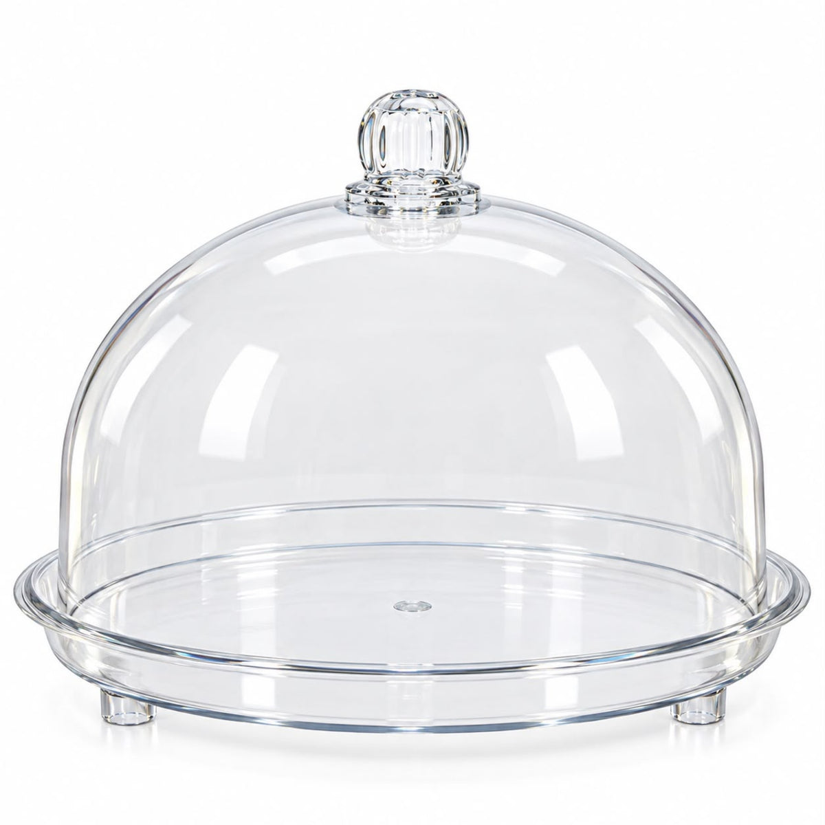 XL Clear Round Covered Serving Platter with Tall Dome Lid & Decorative Knob – Cake, Pastry & Dessert Server