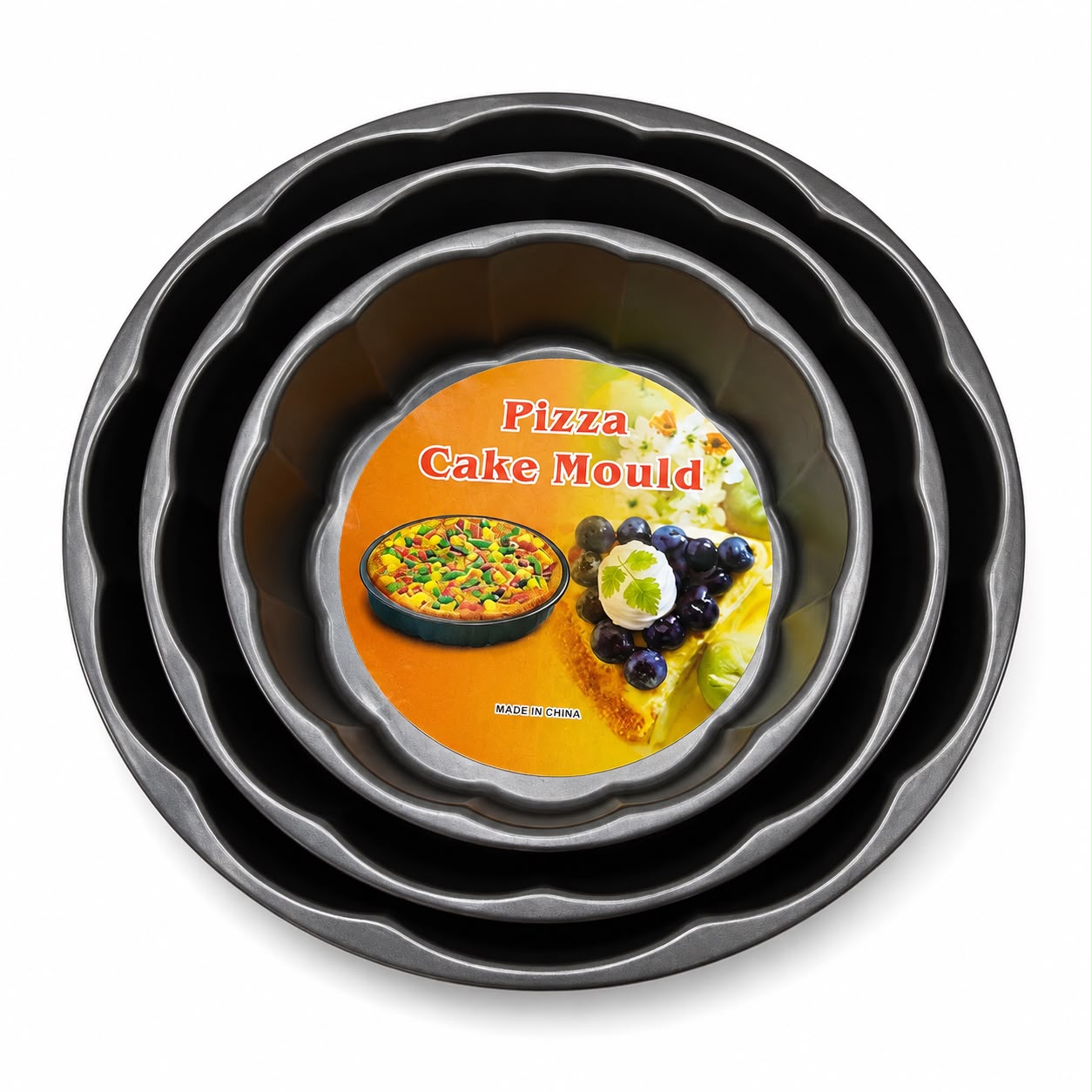 3-Piece Fluted Round Cake Pan Set – Deep Baking Pans, (8, 9.5 & 11 Inches)