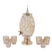 7-Piece Amber Glass Beverage Dispenser Set - 8L Drink Server