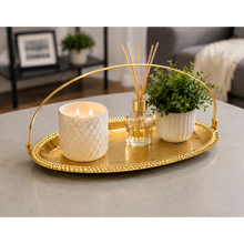 Decorative Gold Oval Tray with Handle