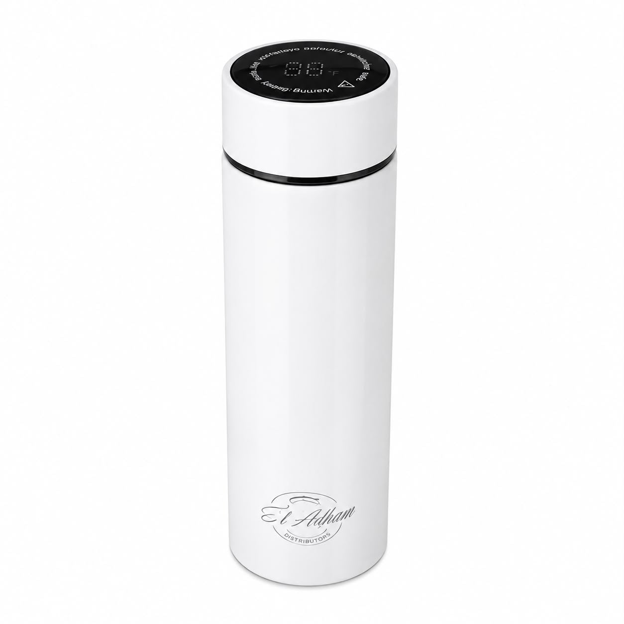El Adham 420-ML Premium Stainless Steel Vacuum Insulated Travel Bottle with Smart Temperature Display & Gift Box – White