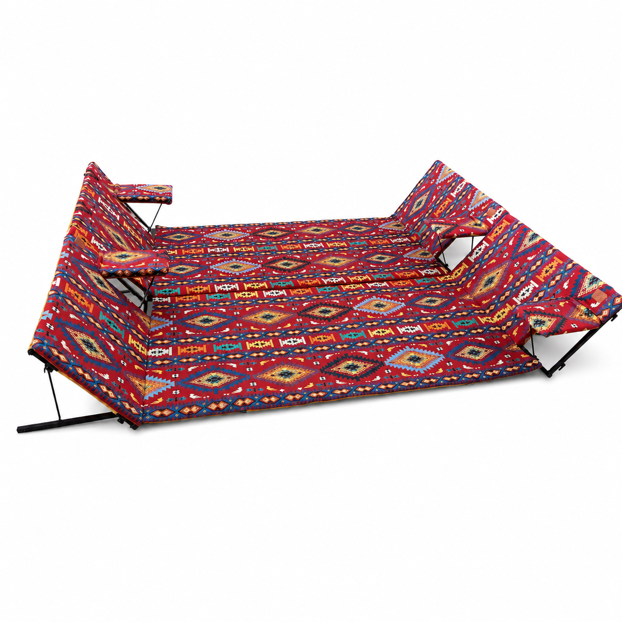 Multi-Person Foldable Arabian Majlis Floor Seating Set | Outdoor Picnic & Camping Cushion with Backrests - Red