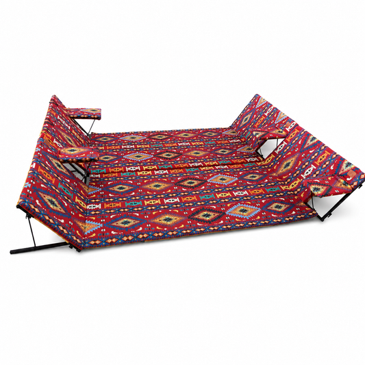 Multi-Person Foldable Arabian Majlis Floor Seating Set | Outdoor Picnic & Camping Cushion with Backrests - Red
