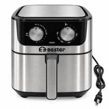 E3-Bester Stainless Steel Air Fryer with Dual Manual Controls & Pull-Out Basket – Black & Silver