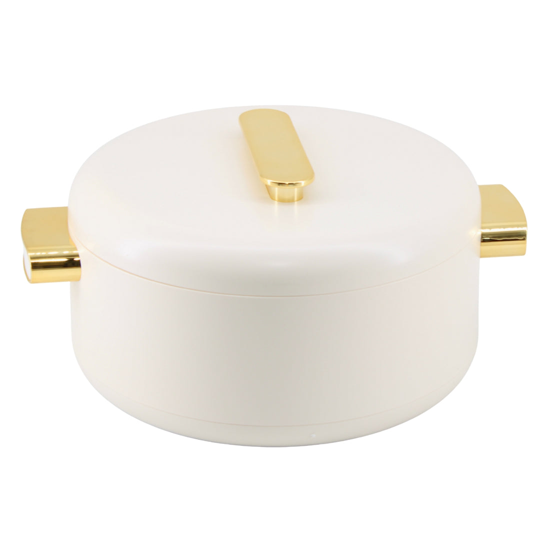 Heat-Retaining Cream Insulated Casserole Set - Gold Handle 3-Piece Collection 1/2/3.5L