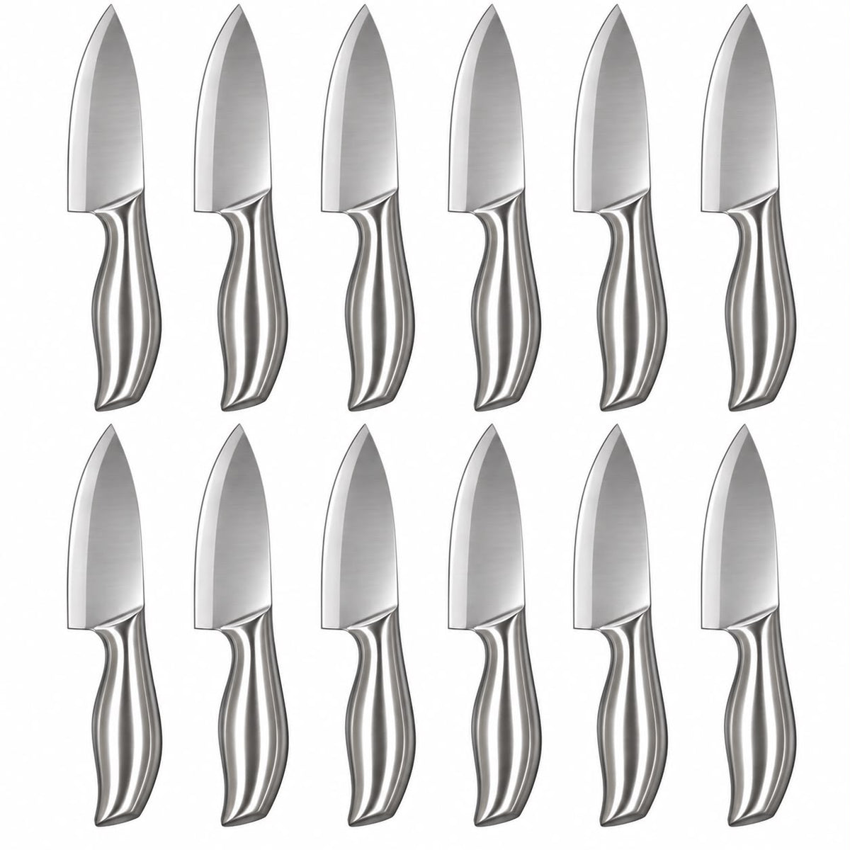12-Piece 7-Inch Stainless Steel Chef’s Knife Set with Sculpted Metal Handles – Silver