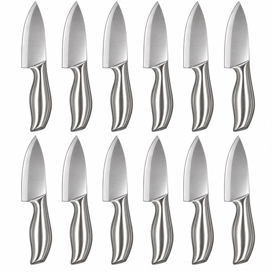 12-Piece 7-Inch Stainless Steel Chef’s Knife Set with Sculpted Metal Handles – Silver