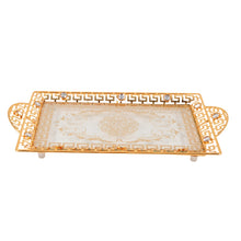 Luxury Gold and Glass Serving Tray with Crystal Accents