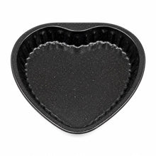 Heart-Shaped Fluted Baking Pan – Black Speckled Heart Cake, Tart & Dessert Mold with Scalloped Interior