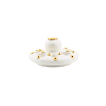 Small White-Gold Traditional Clay Incense Burner - Red Flower