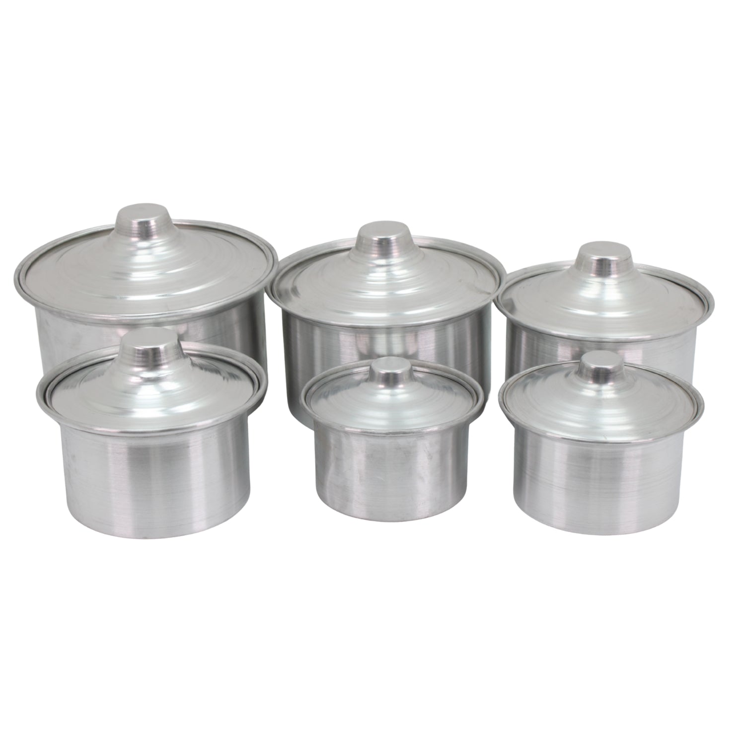 Al-Dar Aluminum Nested Cooking Pots with Lids - Set of 6