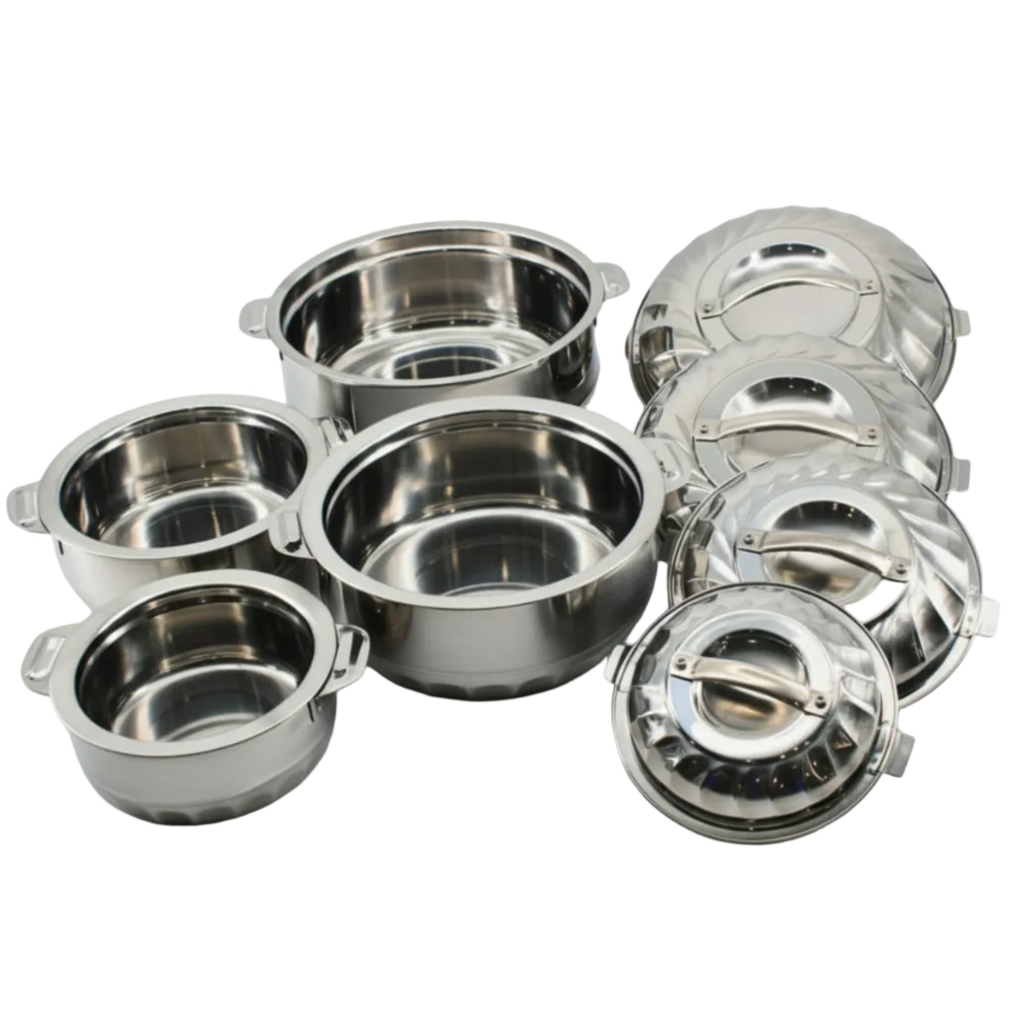 Set of 4 Stainless Steel Casserole Hot Pot - Thermal Food Warmer - S/M/L/XL