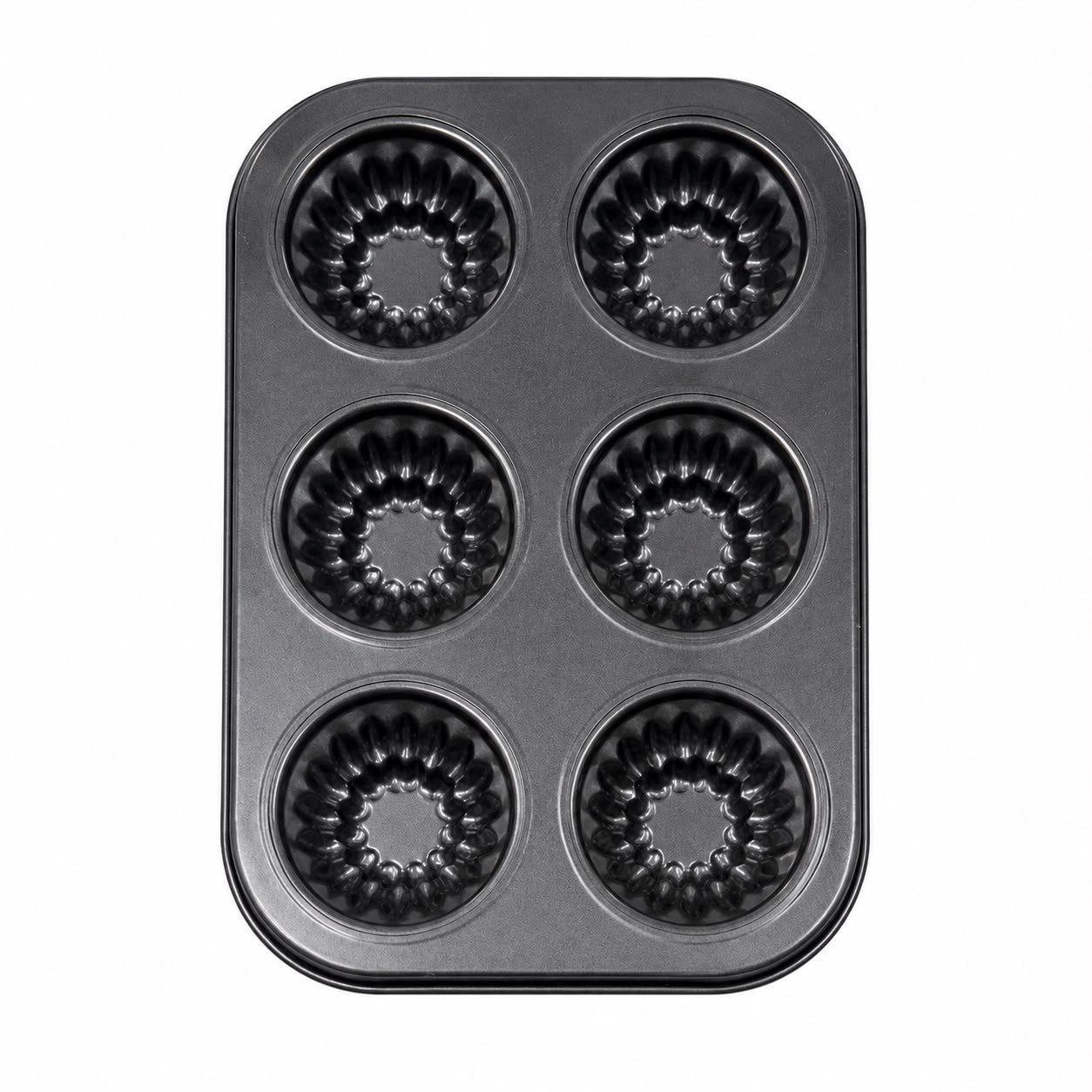 6-Cavity Fluted Mini Cake & Muffin Pan – Black