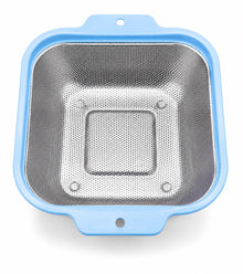 Stainless Steel Square Mesh Strainer with Color-Coated Handles – Kitchen Colander for Washing, Draining & Rinsing Fruits and Vegetables