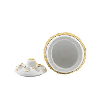 Medium White-Gold Traditional Clay Incense Burner - Beige Abstract Design