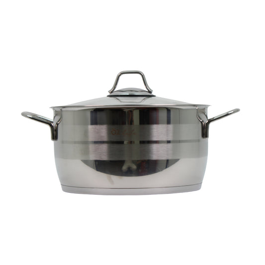 OZ Life Stainless Steel Dual-Handle Cooking Pot with Glass Lid - 9.5" X 5.5"