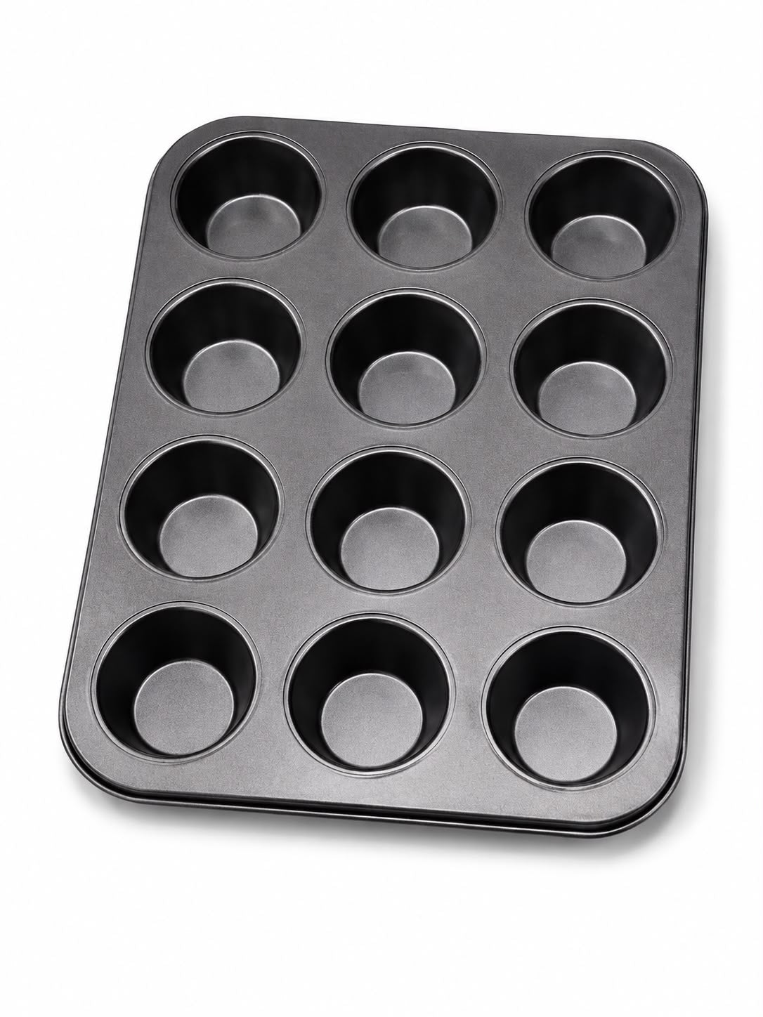 12-Cavity Deep Muffin & Cupcake Pan – Round Cup Baking Tray for Muffins, Cupcakes & Individual Desserts