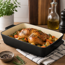 Enameled Rectangle Cast Iron Roaster Casserole Pan - 3.5L - 12.8"