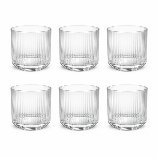 6-Piece Ribbed Glass Tumbler Set