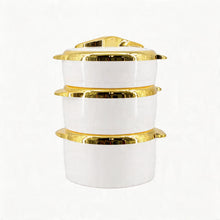 Luxury Insulated Hot Pot Serving Bowls with Gold Accented Lid - Set of 3