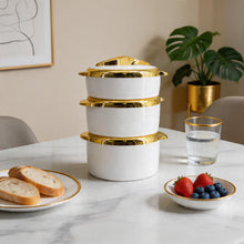 Luxury Insulated Hot Pot Serving Bowls with Gold Accented Lid - Set of 3