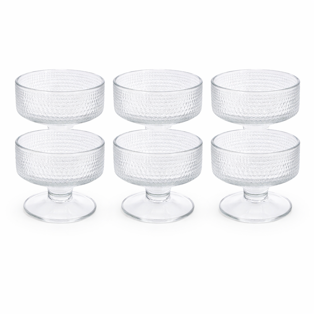 6-Piece Textured Glass Dessert Cup Set