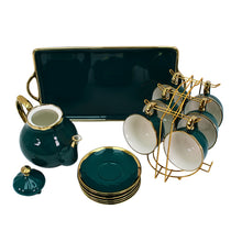 Elegant Tea Set - Complete 14-Piece Home Entertaining Set Teal & Gold