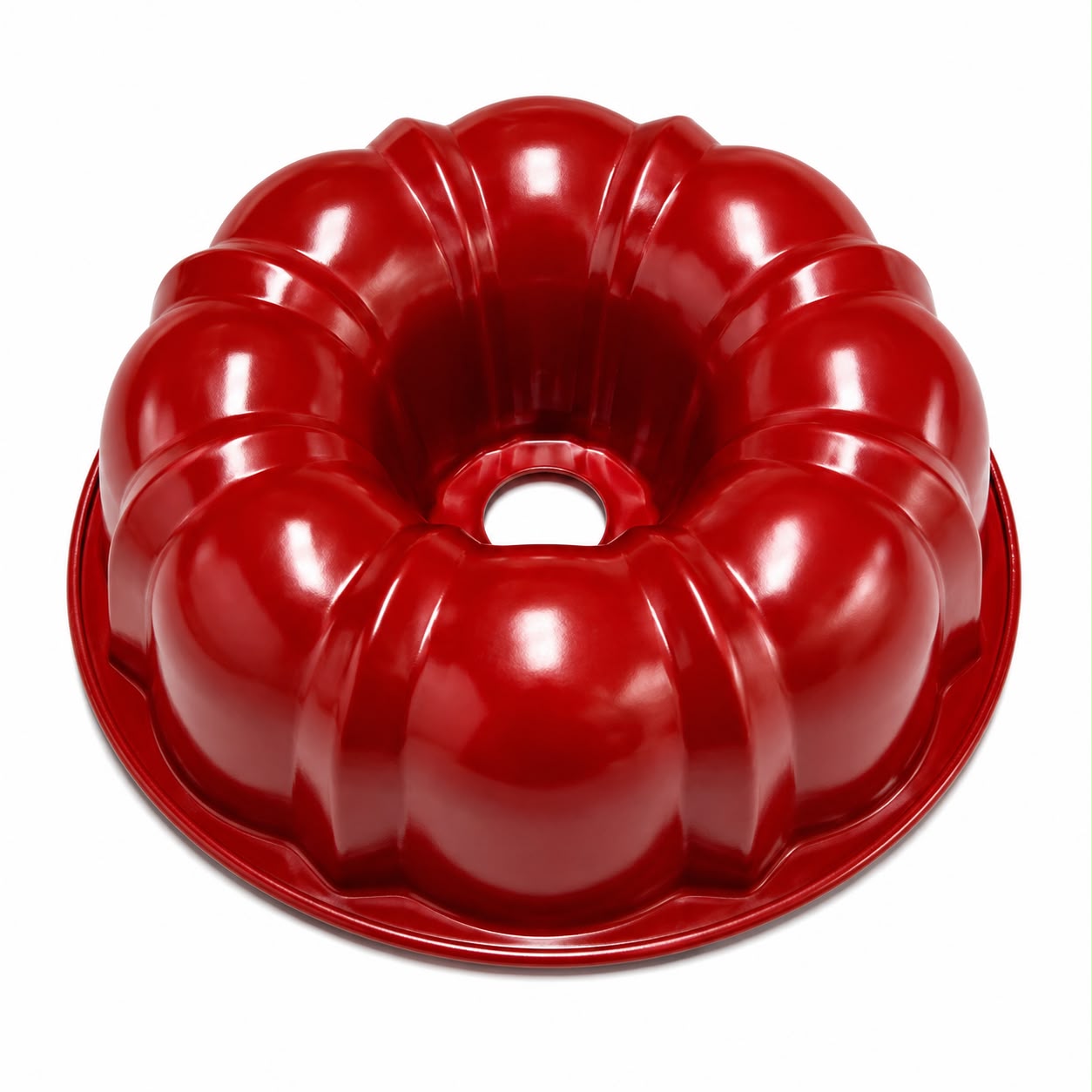 Round Tube Cake Mold with Center Chimney, Red & Black-Fluted Bundt Cake Pan Medium sized