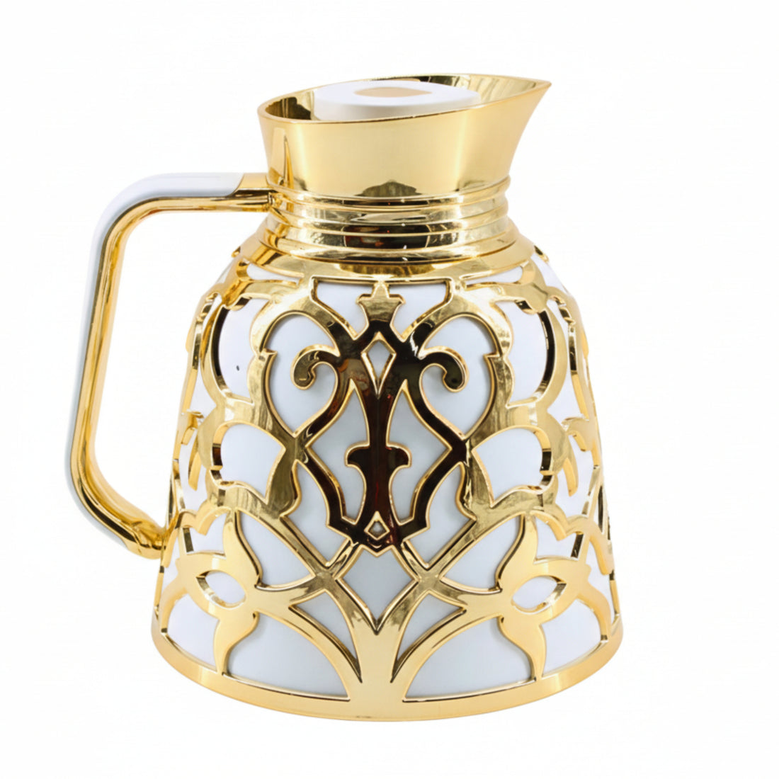 Premium Geometric Insulated Serving Flask - White & Gold