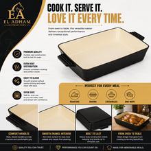 Enameled Rectangle Cast Iron Roaster Casserole Pan - 3.5L - 12.8"