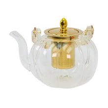Clear Glass Tea Kettle with Gold Infuser & Glitter Handle - 1.2L