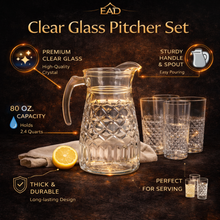 7-Piece Glass Water Pitcher and Tumbler Set - 1.8L Pitcher