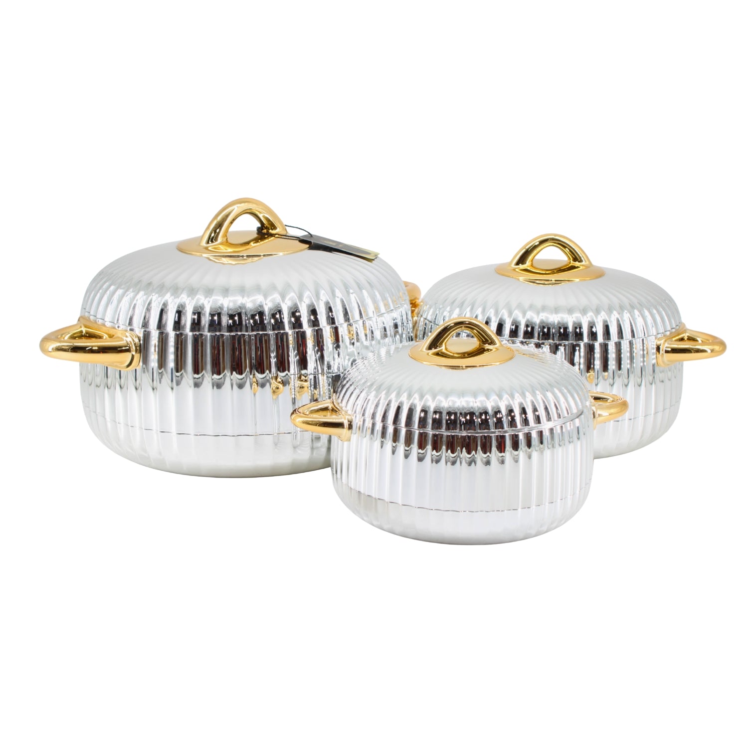 Luxury Gold-Trim Stainless Steel Insulated Casserole Food Warmer Set