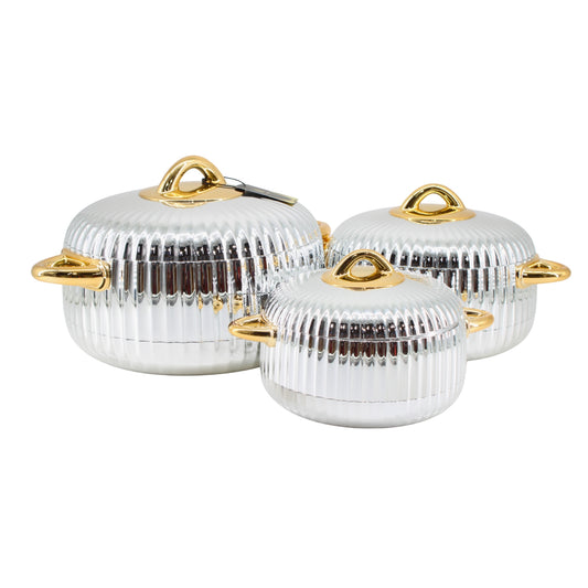 Luxury Gold-Trim Stainless Steel Insulated Casserole Food Warmer Set