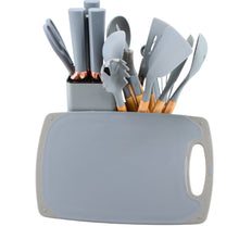 Multi-Function Silicone Kitchen Utensil & Knife Storage Set with Cutting Board - Light Gray