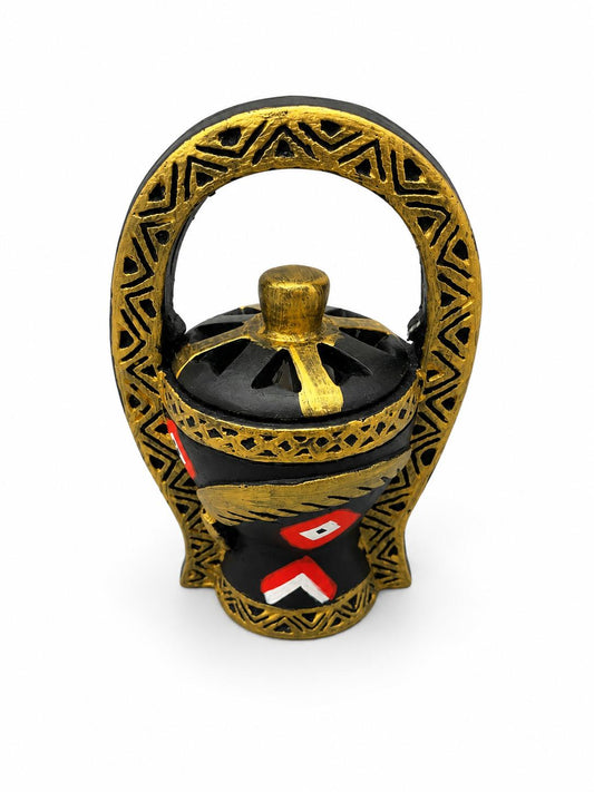 Traditional Clay Sanaani with Top Handle Incense Burner Large