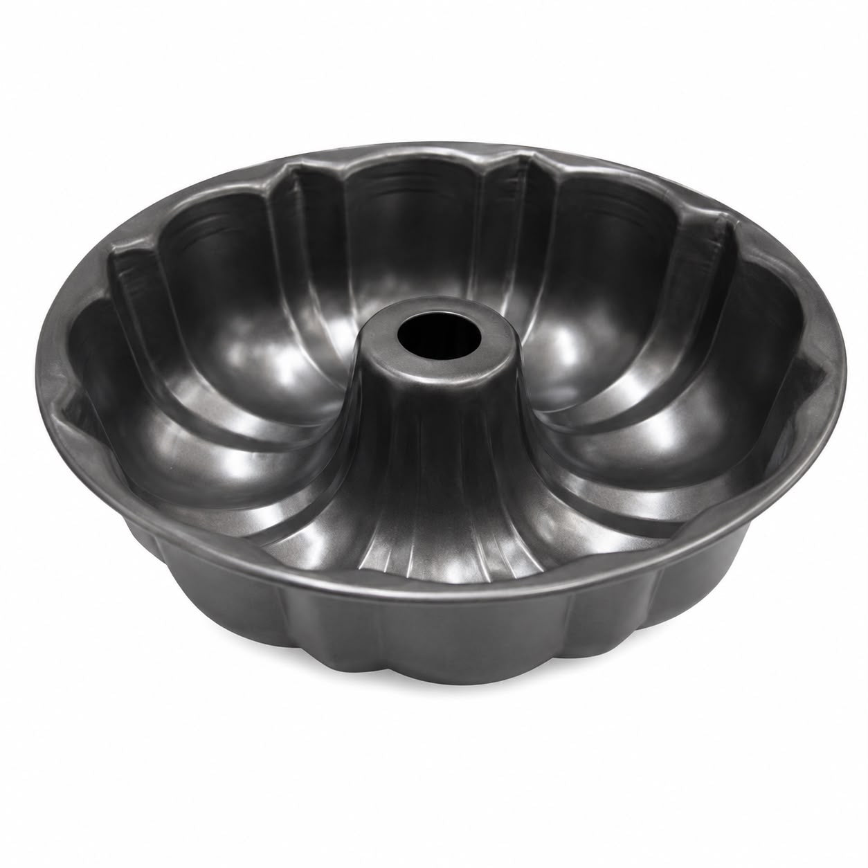 Round Tube Cake Mold with Center Chimney, Black & Black-Fluted Bundt Cake Pan