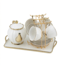 Elegant Tea Set - Complete 14-Piece Home Entertaining Set White & Gold