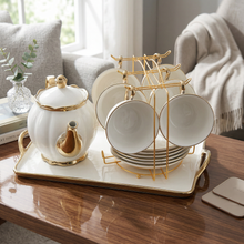 Elegant Tea Set - Complete 14-Piece Home Entertaining Set White & Gold