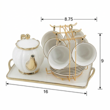 Elegant Tea Set - Complete 14-Piece Home Entertaining Set White & Gold