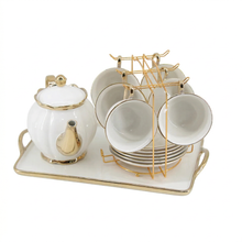 Elegant Tea Set - Complete 14-Piece Home Entertaining Set White & Gold