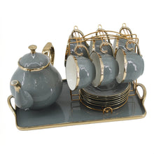 Elegant Tea Set - Complete 14-Piece Home Entertaining Set Gray & Gold